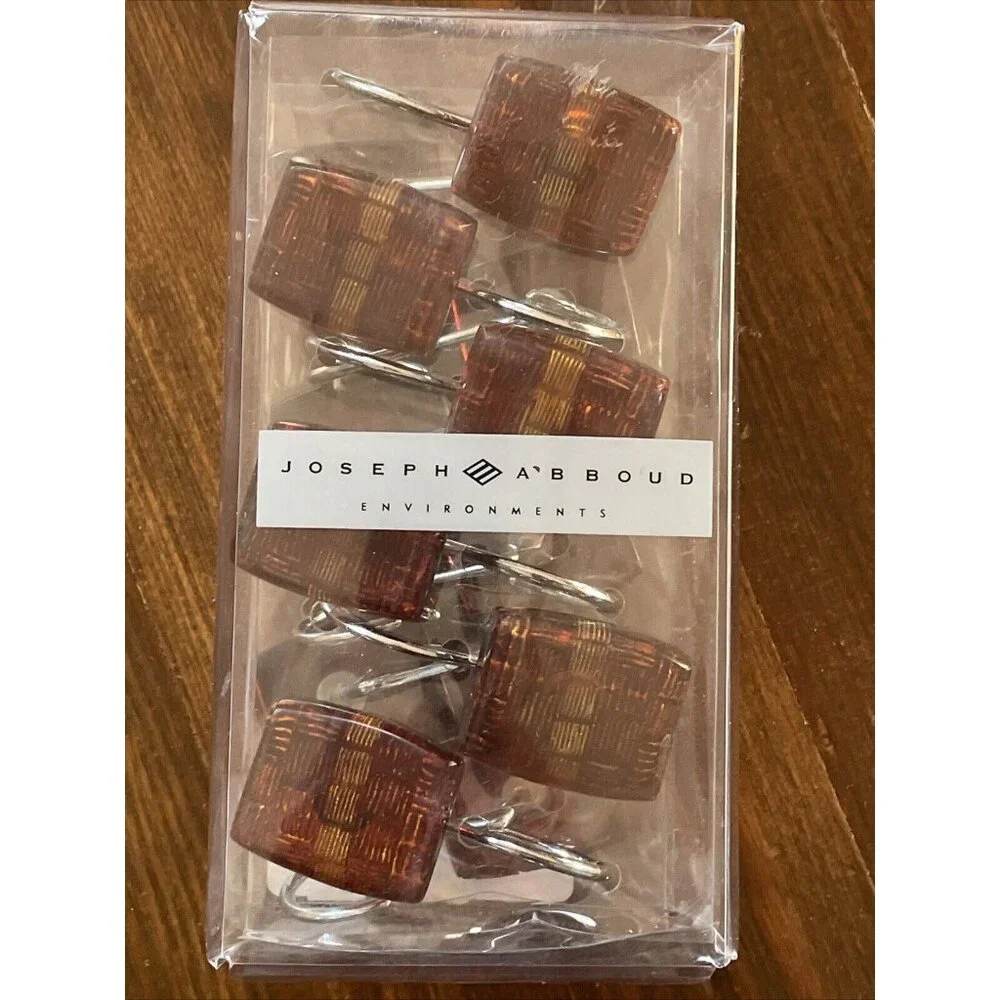 Joseph Abboud Shower Curtain12 Decorative Hooks Brown Amber Environments